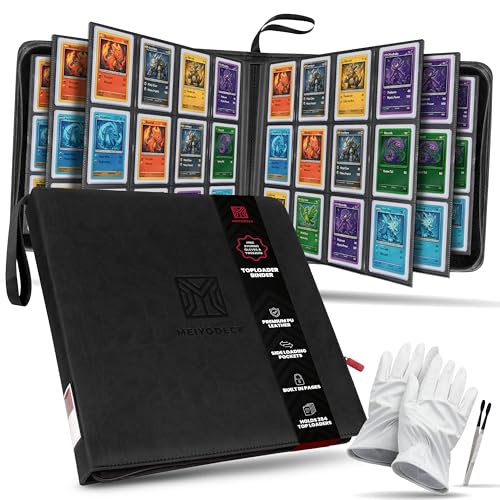 Toploader Binder | Holds 384 Toploaders | 12-Pocket | Ringless Double-Sided Pockets | Includes Collector Tweezers & Gloves | Premium Top Loader Binder for Trading Cards Pokemon Yu-Gi-Oh & TCG