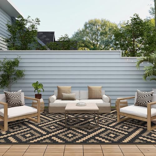 Image of GENIMO Outdoor Rug, Waterproof Plastic Rugs for Patio, 6'x9' Mocha Brown