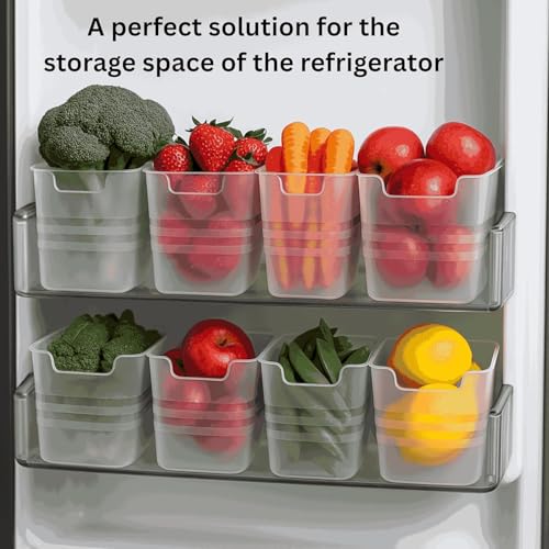 Image of fridge storage boxes multipurpose containers for storage Space-saving Refrigerator Side Door Organizer for fridge kitchen Fruits, Vegetables Storage Containers- transparent, Plastic (4)