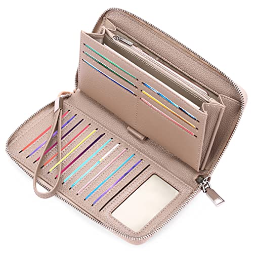 GAEKEAO Monederos para Mujer de Cuero con Bloqueo RFID, Cartera de Gran Capacidad de Cremallera para Mujer con 17 Ranuras para Tarjetas y Bolsillo para Monedas Cover