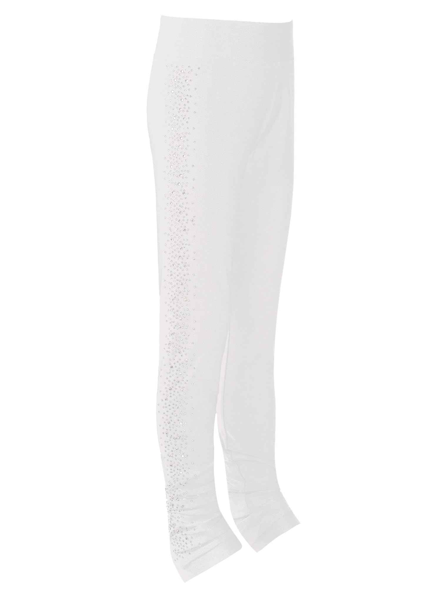 YEAHDOR Kids Girls Figure Skating Pants Sparkly Rhinestones Ice Skating Leggings Practice Workout Training Wear White 6 Years