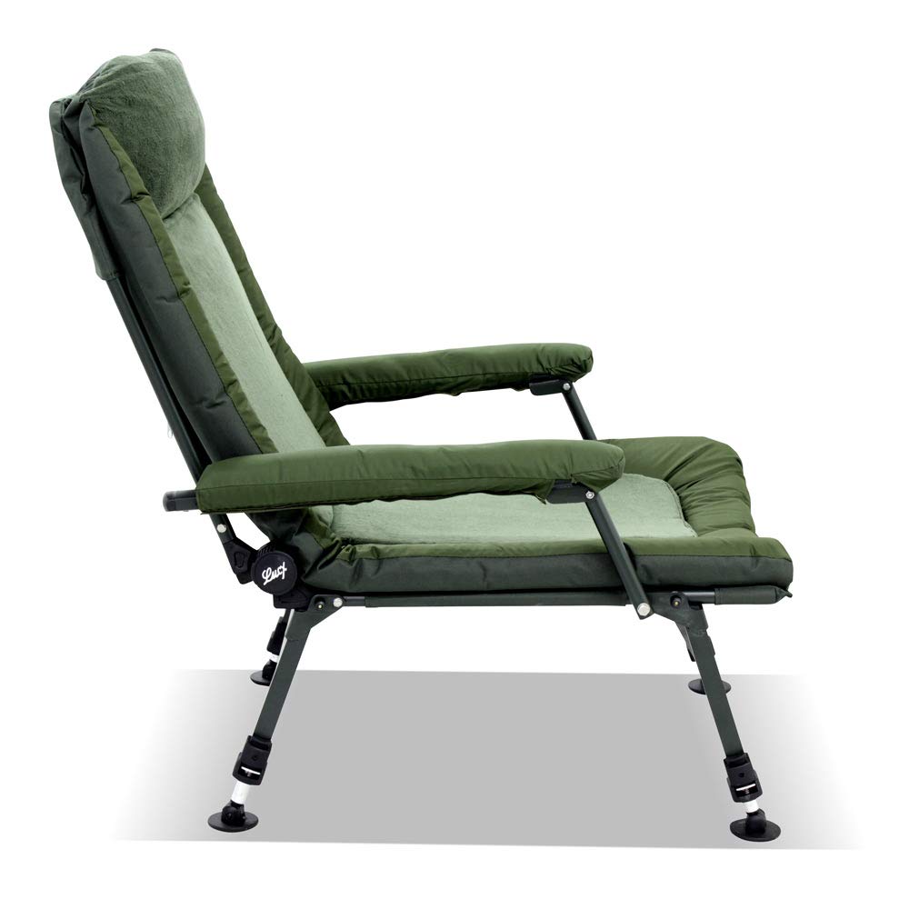 Lucx Angelstuhl 'EL Presidente' - luxuriöser Karpfenstuhl mit Memoryschaum, Thermobezug & Verstellbarer Rückenlehne - Stabiler Carp Chair mit Armlehnen & Schlammfüßen