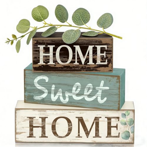 Farmhouse Tiered Tray Decor, 4pcs Home Sweet Home Table Decor
