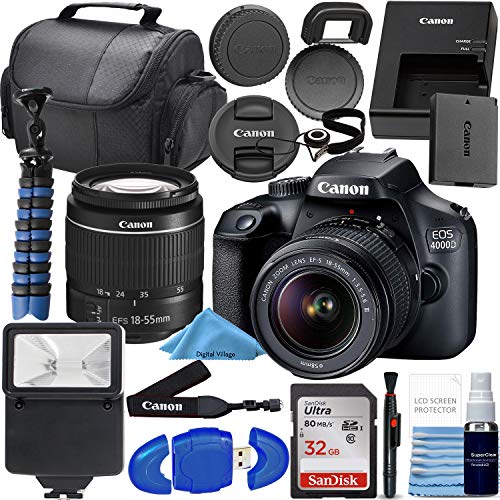 Canon EOS 4000D w/ 18-55mm F/3.5-5.6 III Lens + SanDisk 32GB SD Card