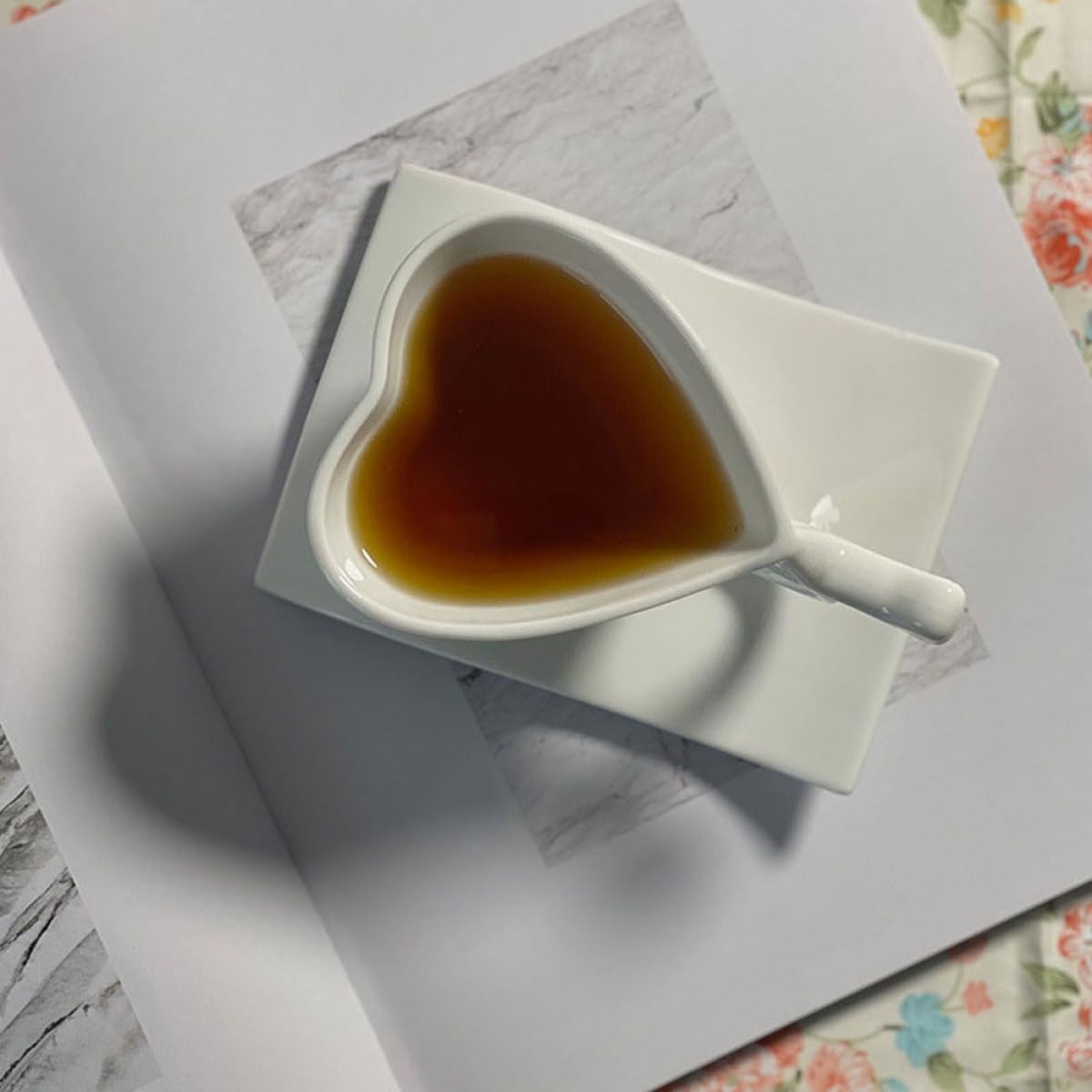 Homoyoyo Herzförmiges Kaffeetassen Satz aus Keramik, 1 Satz, Weiß