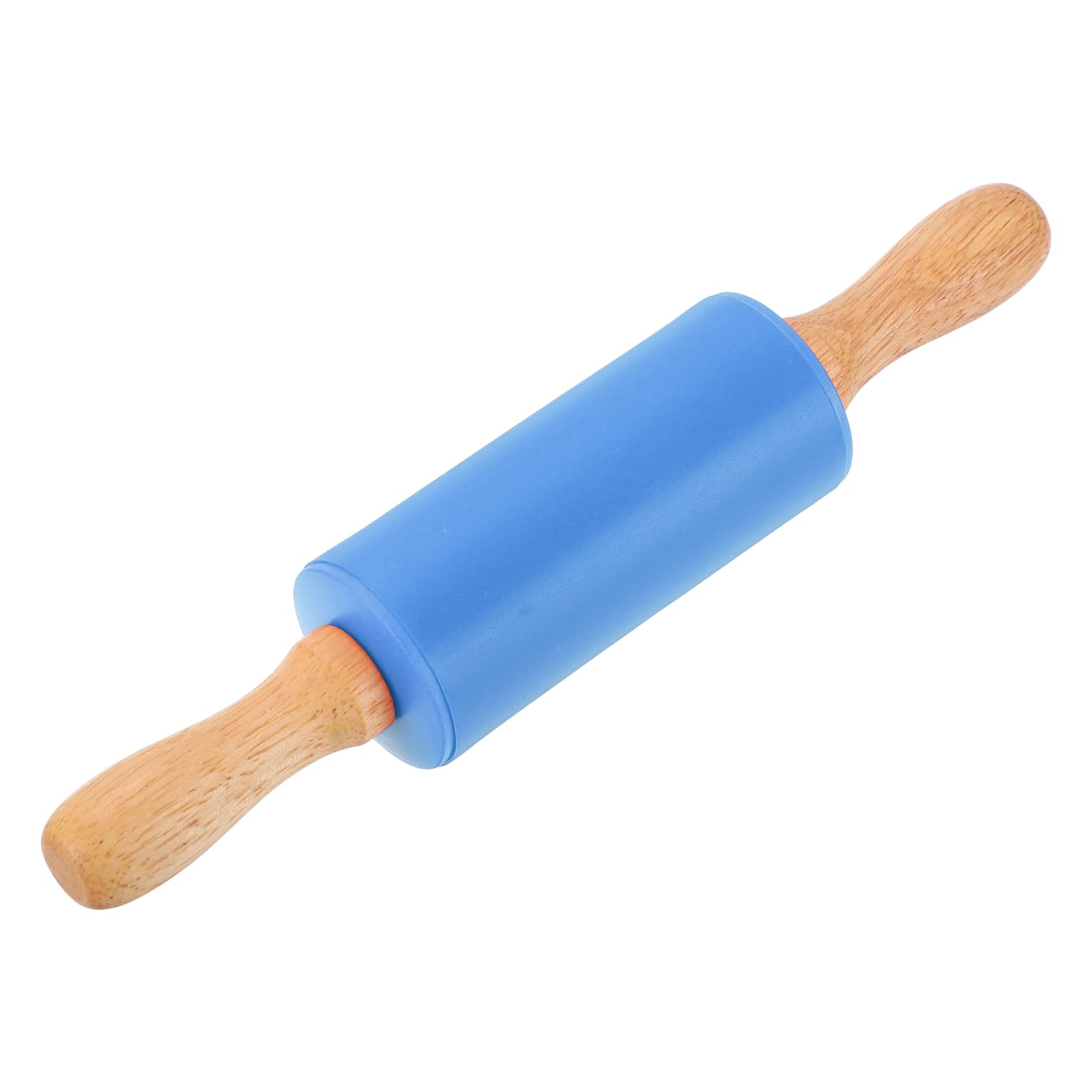 sourcing map Rolling Pins for Baking, 9 Inch Silicone Non-Stick Rolling Pin Baking Roller Wooden Handle for Home Kitchen Dough Cookies Pastry, Blue
