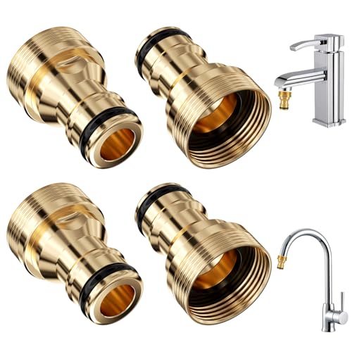 Chiluxendo 4 Piezas Adaptador Manguera Grifo, Conector Grifo Manguera, Manguera Adaptadora de Grifo, Conector del Grifo, Conector Adaptador de Manguera para Lavadora, Cocina, Baño, Jardín