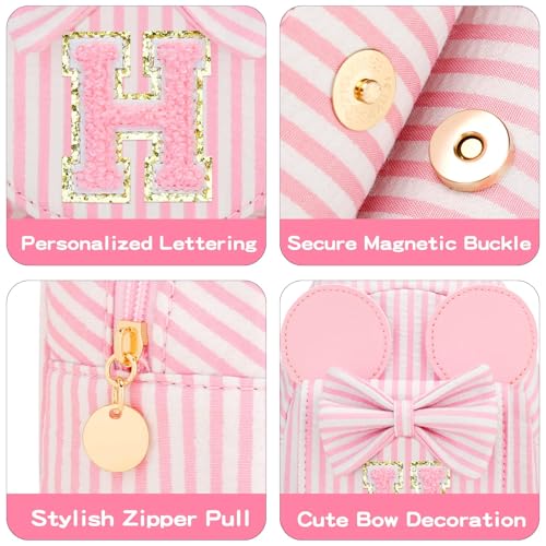 Image of Initial Purse for Girls Kids,Birthday Gifts for 3-8 Years Old | Personalized Crossbody Bag, Small Toddler Sling Bag Cute Fanny Pack, Gift for Daughter Sister Grandkids, Striped Pink H
