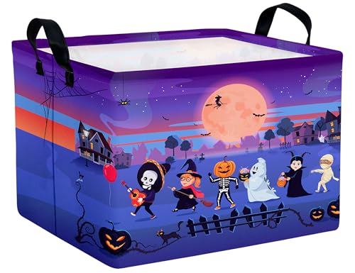 Image of Large Halloween Themed Candy Gift Boo Basket for Kids Baby Personalized Adults Storage Bin Fall Decor(Line Up Spooky)