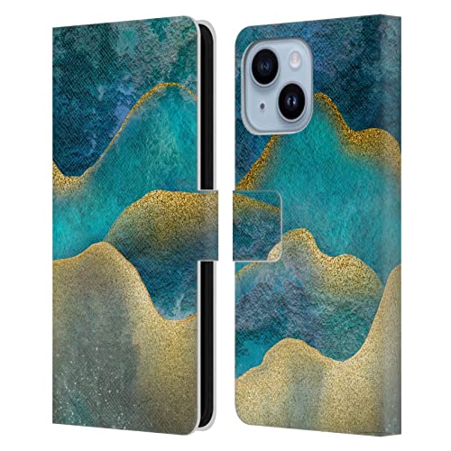 Étui en cuir iPhone 14 Plus avec fentes pour cartes marbrées