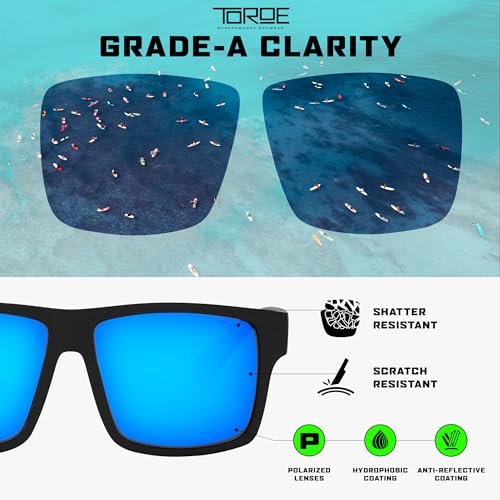 Image of TOROE Eyewear Matte Black RANGE XL Frame Sunglasses Light Weight TR90 Frame, Polarized Polycarbonate Lens
