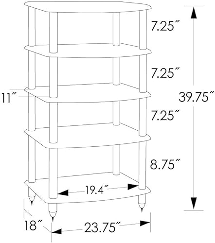 Miniatura 3 de Pangea Audio Vulcan - Estante de audio de cinco estantes, soporte multimedia y gabinete de componentes de 5 estantes, color espresso