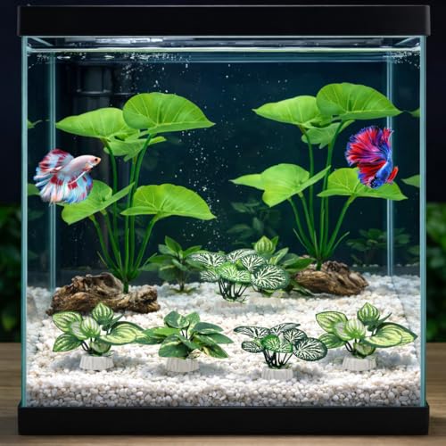 Image of 10 Pack Silk Aquarium Plants Fish Tank Decorations - Fin-Safe Soft Fish Tank Plants Large Aquarium Decor for 5-40 Gallon Betta, Goldfish Bowl & Reptiles Tanks Accessories