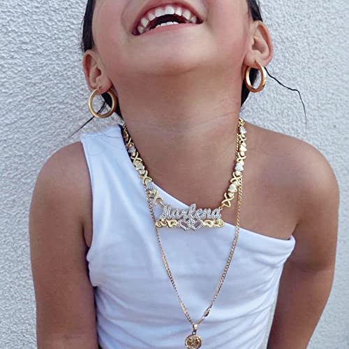 Name Necklace Double Plated Nameplate Two Tone Gold and Silver Heart Custom Necklaces Personalized Double Layered Design Letter Heart Choker Necklace Gift for Women Lover Men Necklace Jewelry4