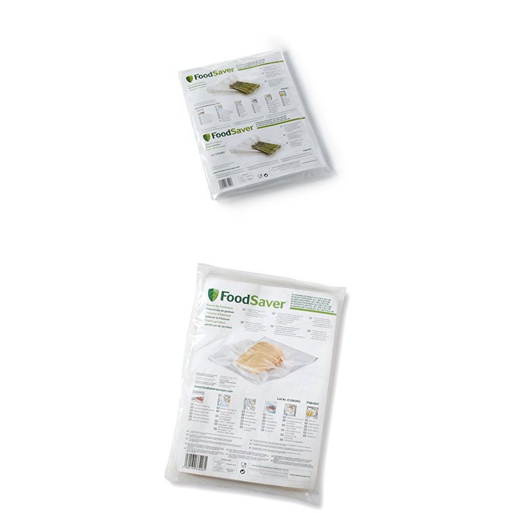 Foodsaver FSB3202-I Folienbeutel 32 Stück 28x36 cm/Vakuumrollen für lebensmittel/Vakuumierer/Sous-Vide + Foodsaver FSB4802-I Vakuumbeutel 48 Stück 20.7x29.2 cm/Folienbeutel für lebensmittel