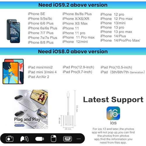 Image of Verilux 2-in-1 Lighting Connector with Camera Port Compatible with iPhone 14 /13 /12 /11 /X /8 /7 /6s /SE