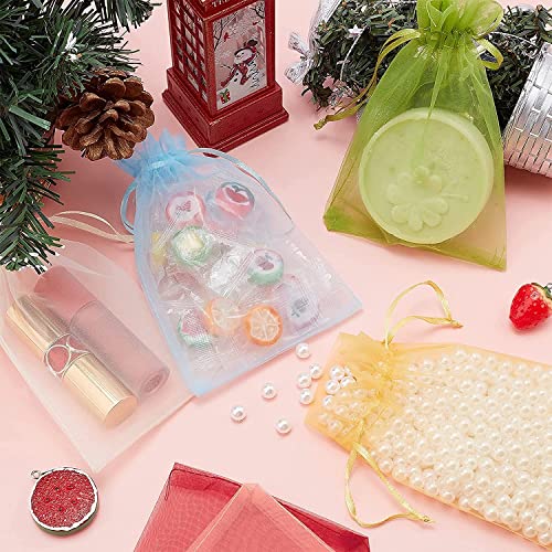 Image of Bezall 50Pcs Organza Bags 6x8 inches, Golden Mesh Gift Bags Drawstring Jewelry Pouches Christmas Wedding Party Favor Candy Bag