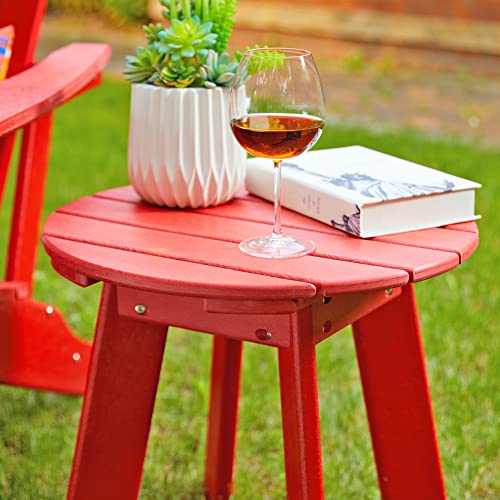 Elm Plus Weather Resistant Hdpe Adirondack Round Outdoor Patio Side Table, 20" D, Red #TOP3