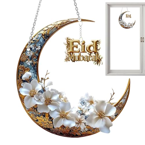 Attrape-soleil lune pour l'intérieur fenêtre – Suspension de fenêtre – Pendentif de fleurs de lune en acrylique pour décoration de voiture, porte de chambre à coucher