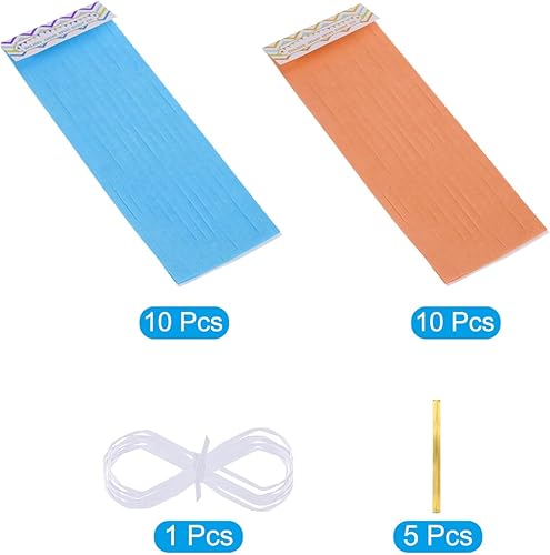 Miniatura 3 de MECCANIXITY 20 guirnaldas de borlas azul oscuro y naranja con cuerda de papel de seda, borlas de fiesta, kits de bricolaje para decoración de bodas,