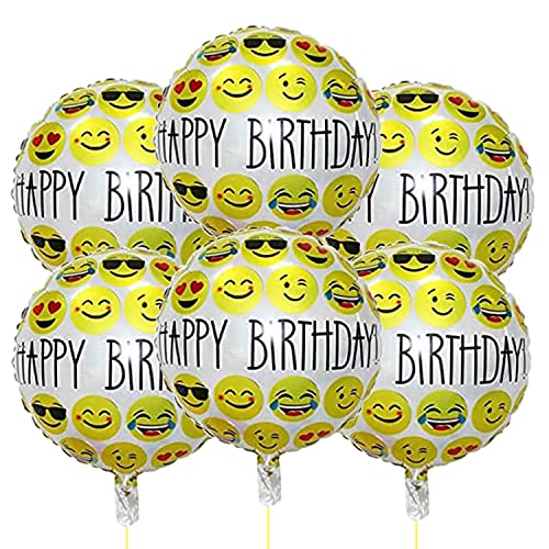 Image of AMFIN (Pack of 7) Theme Birthday Balloons / Happy Birthday foil Balloon / Emoji Balloons for Decoration / Emoji Decoration / Birthday Decoration / Kids Decoration Birthday