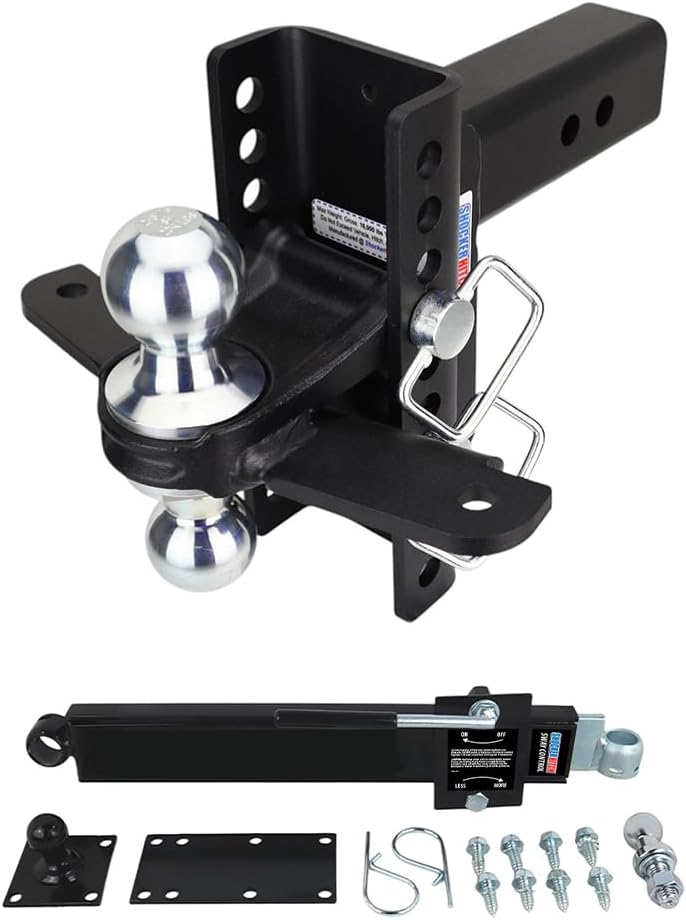 Shocker XR Adjustable Hitch Combo Ball & Sway Control Towing Kit Fits 2-1/2" Hitch 10 Hole Frame, Has 1 Sway Arm