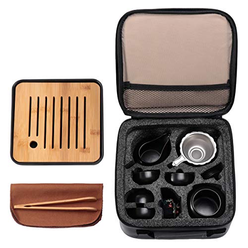 Ceramic Mini Gungfu Tea Set,Travel Teapot With Tray Tea Infuser 4 Teacups, Porcelain Chinese Tea Pot Set All In One Gift Portable Bag For Home Hotel Picnic #TOP1