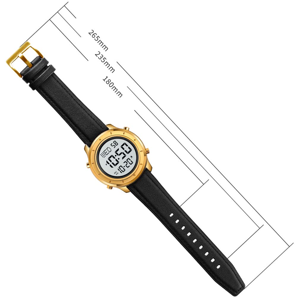 Reloj digital para hombre, reloj de pulsera LED, minimalista, de acero inoxidable, resistente al agua, cronómetro