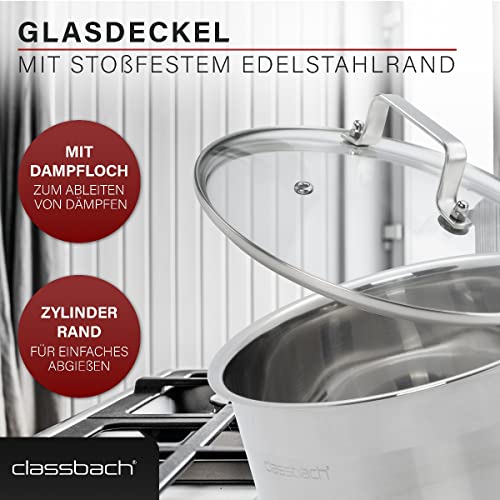 Foto von classbach® Topfset 7-teilig | Kochtopf Set Edelstahl für alle Herdarten (Induktion-, Gasherd, Ceranfeld, Elektroherd) spülmaschinenfest Kochtopf Set Camping | Töpfe Induktion Kochtopfset C-KTS 4016