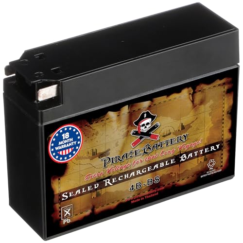 Image of Pirate Battery YTX4B-BS 12 V 40 CCA AGM - Maintenance-Free 2 Ah Battery for Scooter, Pocket Bike, Mini ATV - Tab Terminal - Fits Yamaha Zuma 50, Honda Metropolitan, Razor Pocket Mod