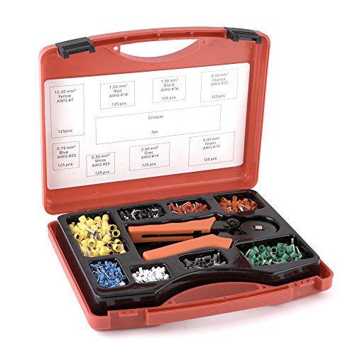 AFA Tooling 1,000 Piece Electrical Connector Kit with Wire Crimping Tool and Durable Carry Case, Ferrules Crimp