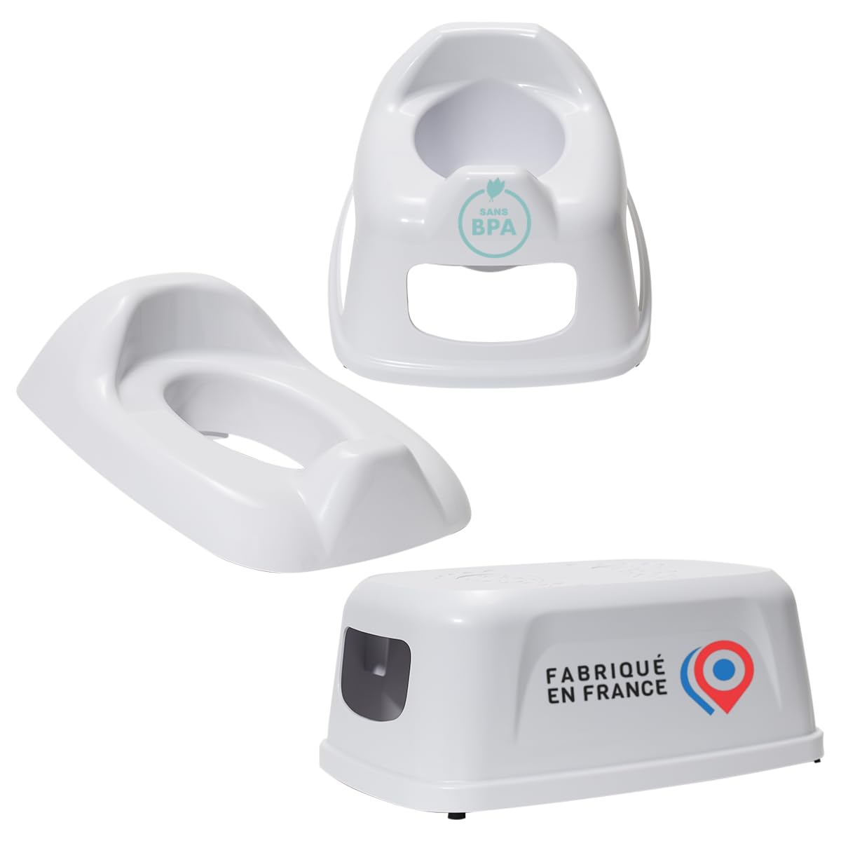 Set WC per bambini - Vasetto per bambini + Riduttore WC per bambini + Pedana - Resistente agli schizzi confortevole antiscivolo - Imparare la pulizia (bianco)