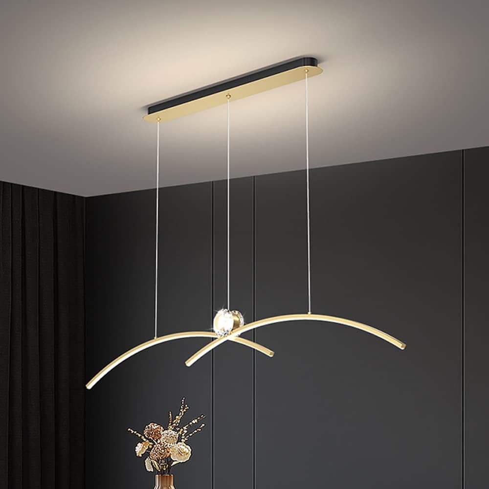 LYMSXAZOU Pendant Light Contemporary Crystal Led Dimmable Ceiling Hanging Lamp Modern Brushed Suspended Fixture Home Dining Table Adjustable Chandelier (A Brass) Star of