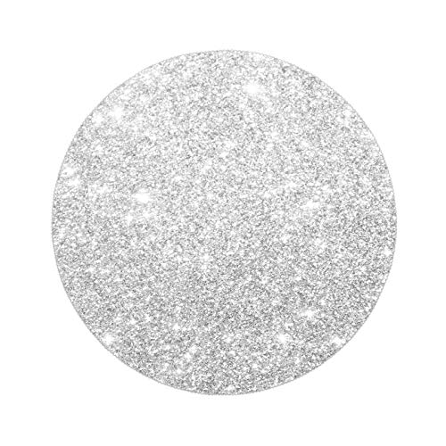4 PCS Silver Sparkle Crushed Glitter Placemat Round Glam Decorative Table Mats Dinning Table Wedding Banquets (15.6 inch)