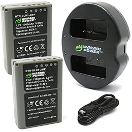 Wasabi Power Battery (2-Pack) and Dual USB Charger for Olympus BLN-1, BCN-1 and Olympus OM-D E-M1, E-M5, Pen E-P5