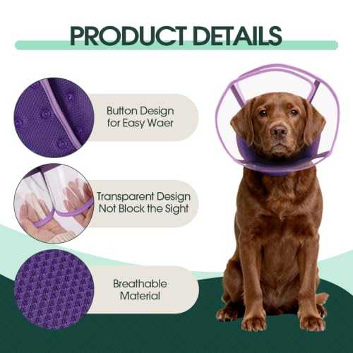 Image of Kuoser Dog Cone Collar After Surgery, Soft Cone for Dogs to Stop Licking, L