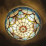 LITFAD Tiffany Traditional Ceiling Mount Light Bowl Shade Stained Glass Mission Inverted Ceiling Lam