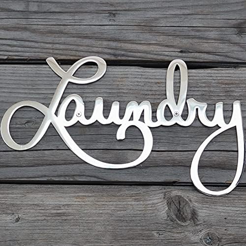 Way Of Hearts - Metal Laundry Sign for Wall Decor - Silver, 11 X 6.3 Inches Laundry Room Decor - Hand Polished Stainless Steel with Installation Kit - Metal script words decoration