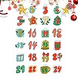 Yulokdwi Pegatinas de números del calendario de Adviento de Navidad,Pegatinas de cuenta regresiva de Adviento de Navidad | 1-24 pegatinas para sobres de tarjetas de Navidad | Etiquetas de sellado de