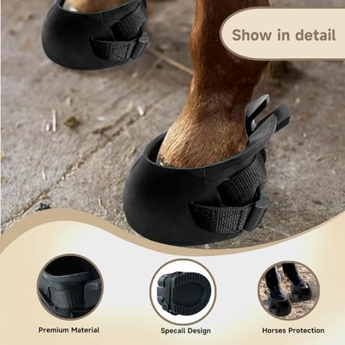 2 Pack Hoof Boots for Horses, Horse Hoof Boots, Rubber Horse Boots, Complete Hoof Protection, Suitable for Trimming and Protecting Horseshoes - Image 4