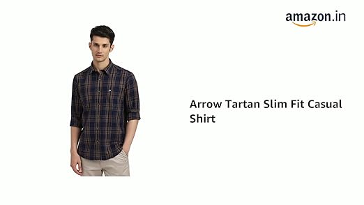 Arrow Men's Checkered Full Sleeve Slim Fit Point Collar