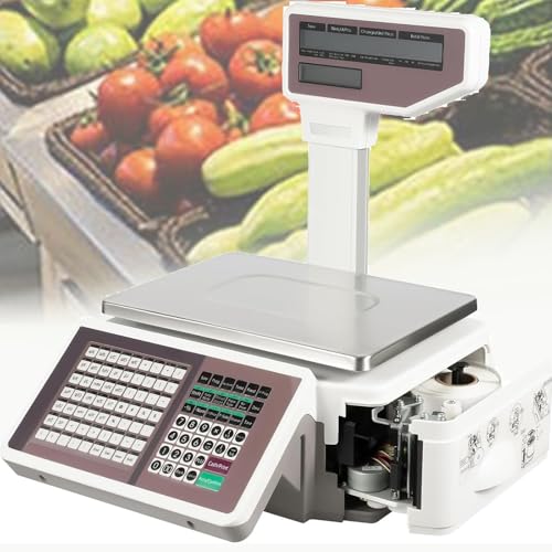 Báscula digital comercial con impresora de etiquetas
