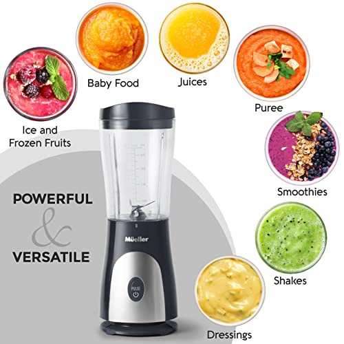 Mueller Ultra Bullet Personal Blender For Shakes And Smoothies With 15 Oz Travel Cup And Lid, Juices, Baby Food, Heavy-Duty Portable Blender & Food Processor, Grey #TOP4