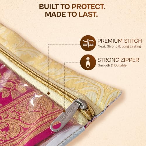 Image of JD FRESH 24 Pcs Large Non-Woven Saree Covers for Storage /Royal Elephant Design Saree Bags with Zip /Multi-Purpose Lehenga Storage Bag & Wardrobe Organizer /Clothes Cover for Dresses & Sarees(14x16 Inch)