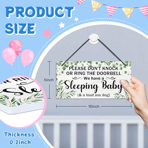 Image of Putuo Decor Sleeping Door Sign for Front Door PVC Shhh Sleeping Hanging Sign Do Not Knock Or Ring Doorbell Sign No Soliciting Sign for House Room Nursery Kindergarten Decor