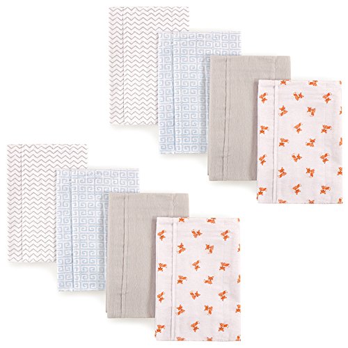 Image of Luvable Friends Layered Flannel Burp Cloths, 8 Pack, Fox