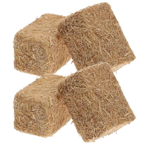 Mini Hay Bales Miniature Hay Bales Figurine 4Pcs Decorative Straw Bale Ornament Mini Haystack Decoration for Dollhouse Farm Accessories Western Prop Accessories 2x2x3CM