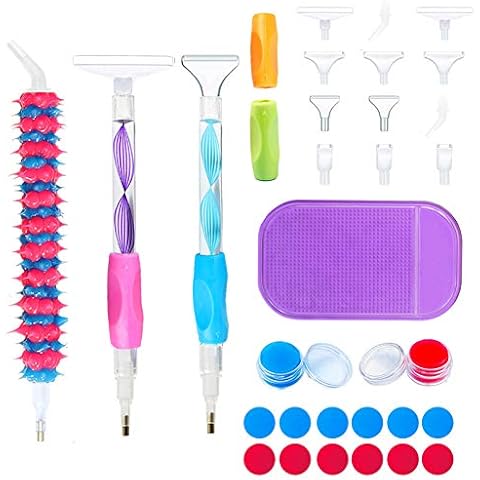 Benote Diamond Painting Pen Accessories, Diamond Painting Tools with Drill Pen Muti Tips Rhinestone Picker, Glue Clay, Anti-Slip Tools Sticky Mat, for Painting Cross Stitch and Nail Art Cover