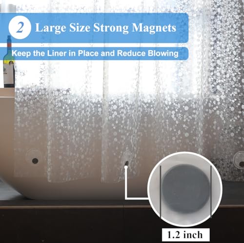 Image of Shower Curtain Liner 36x72 Inch, 3D EVA Translucent Heavy Duty Plastic Shower Curtain Sets for Bathroom, Pebble Print, Vinyl, Stall Size
