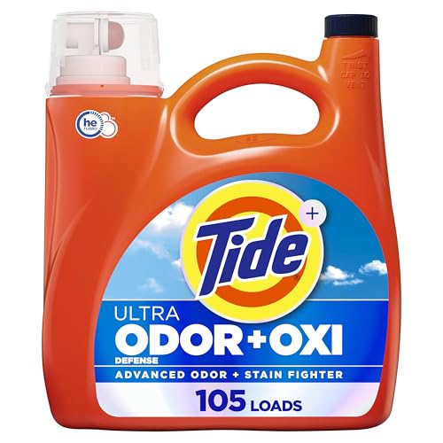 Tide Ultra Odor Defense Plus Oxi Liquid Laundry Detergent, 148 fl oz, 105 Loads, Advanced Odor and Stain Fighting Laundry Detergent Liquid